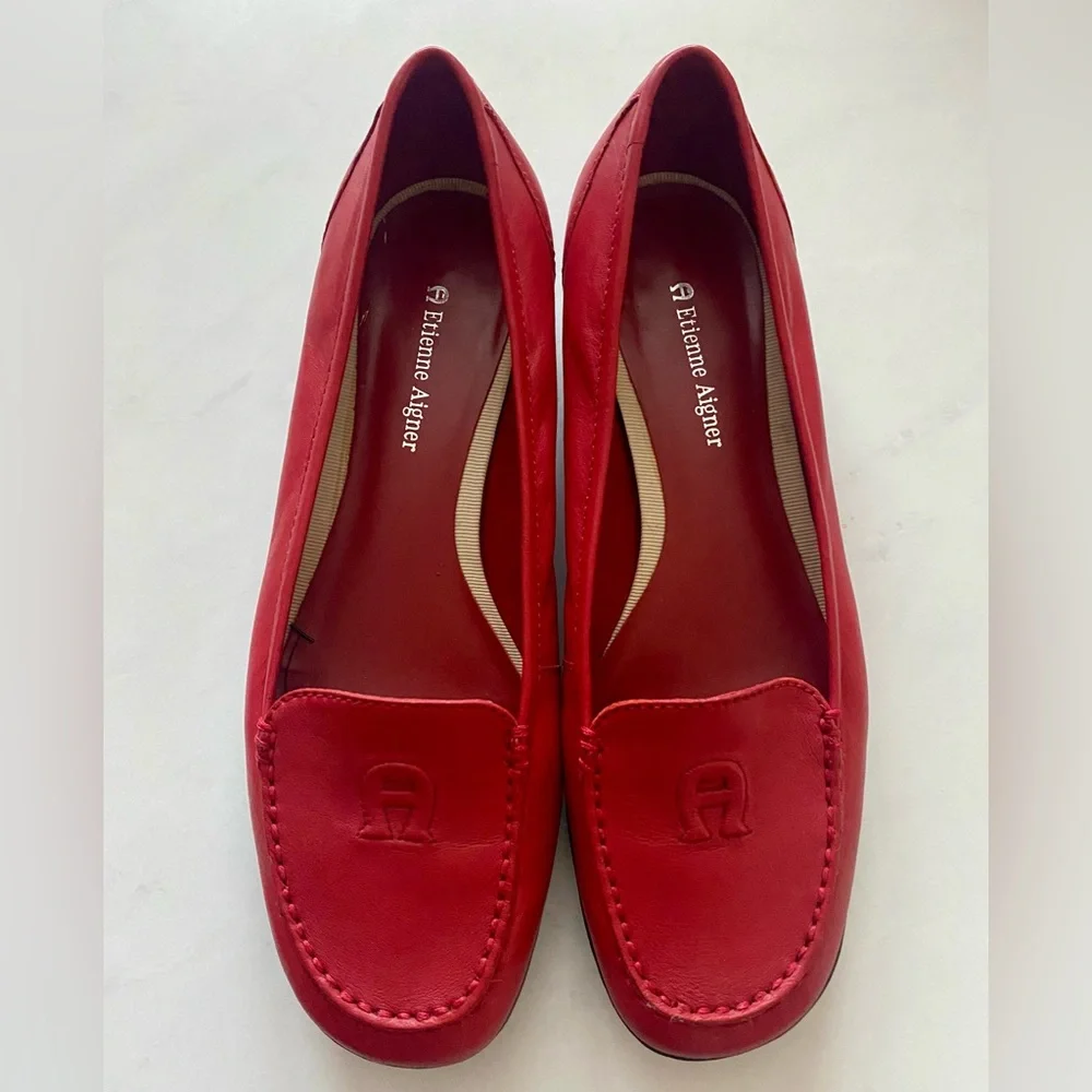 Vintage Etienne Aigner Red Women's Loafers - Picture 1 of 4